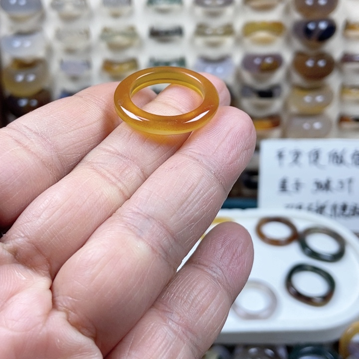 未镶嵌戒指玛瑙/玉髓不退不换港码17