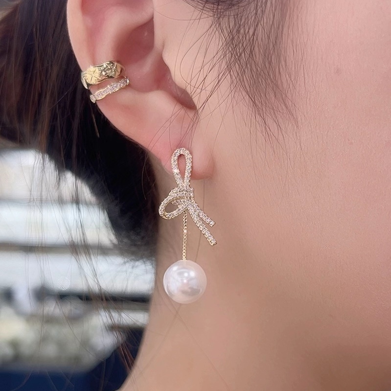 合金仿珍珠耳饰 长款时尚珍珠小众ins耳环轻奢高级感气质精致百搭