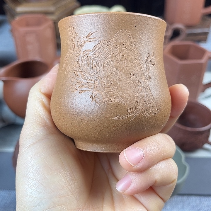 山***峰茶杯紫砂全手主人杯容量140