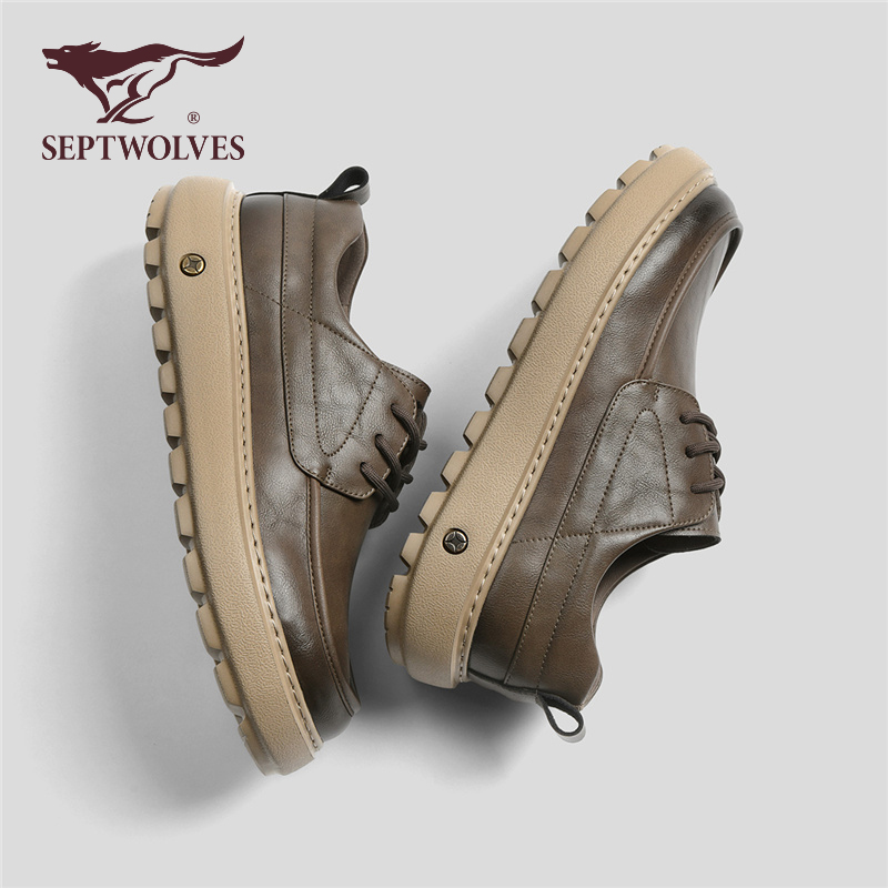 七匹狼男鞋冬季男士防滑耐磨软底运动休闲鞋厚底增高复古百搭皮鞋商品图