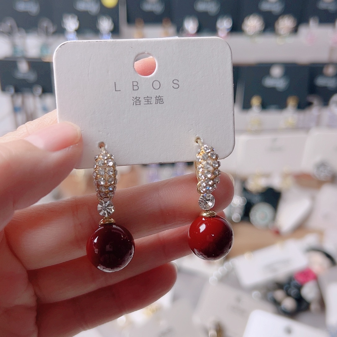 琉璃纯铜合金耳环的