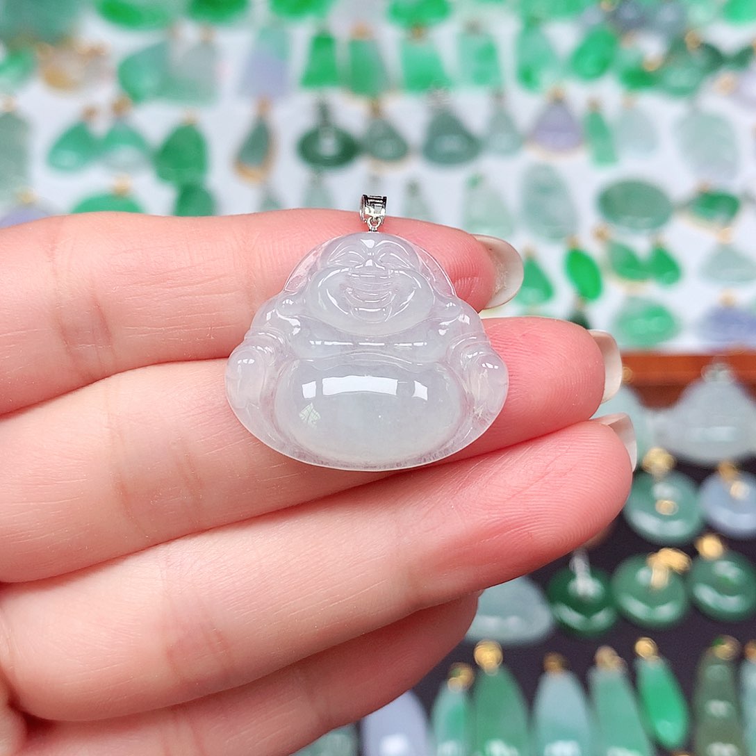 翡翠颈饰18K金镶嵌天然翡翠A货