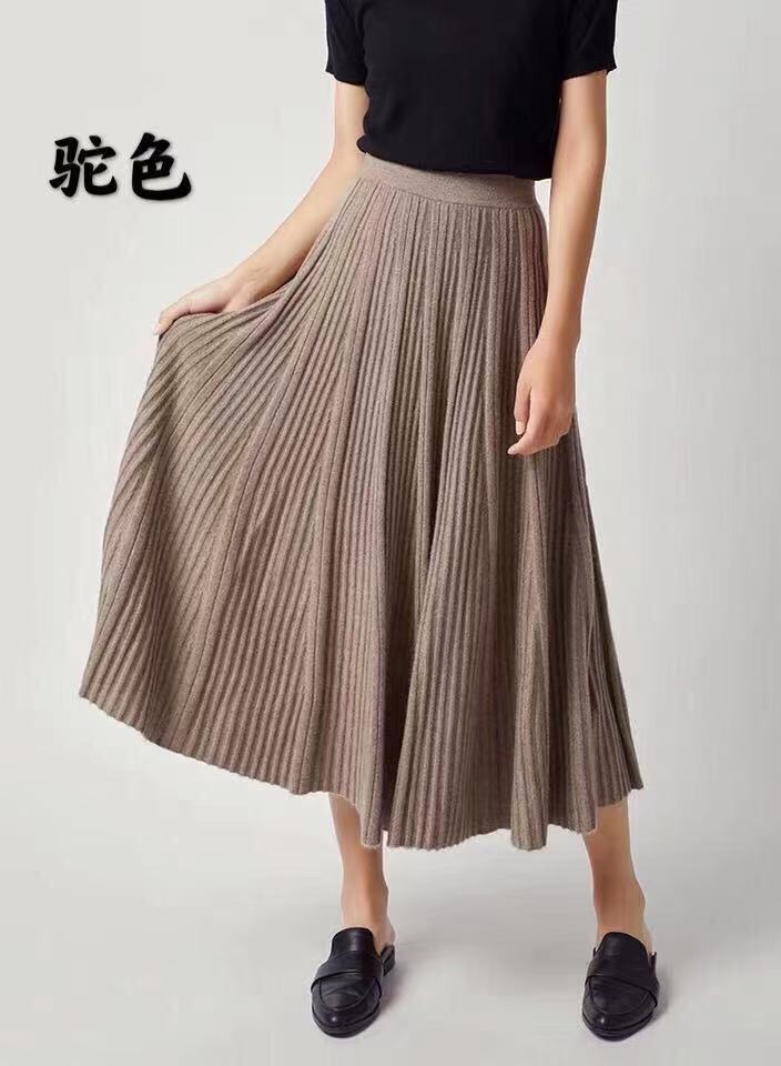 100羊毛大裙摆伞裙女百搭半身裙女厚款