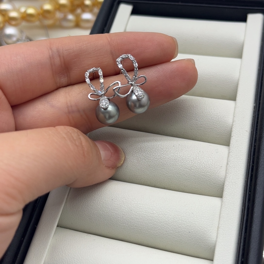 海水珍珠耳饰银S925镶嵌