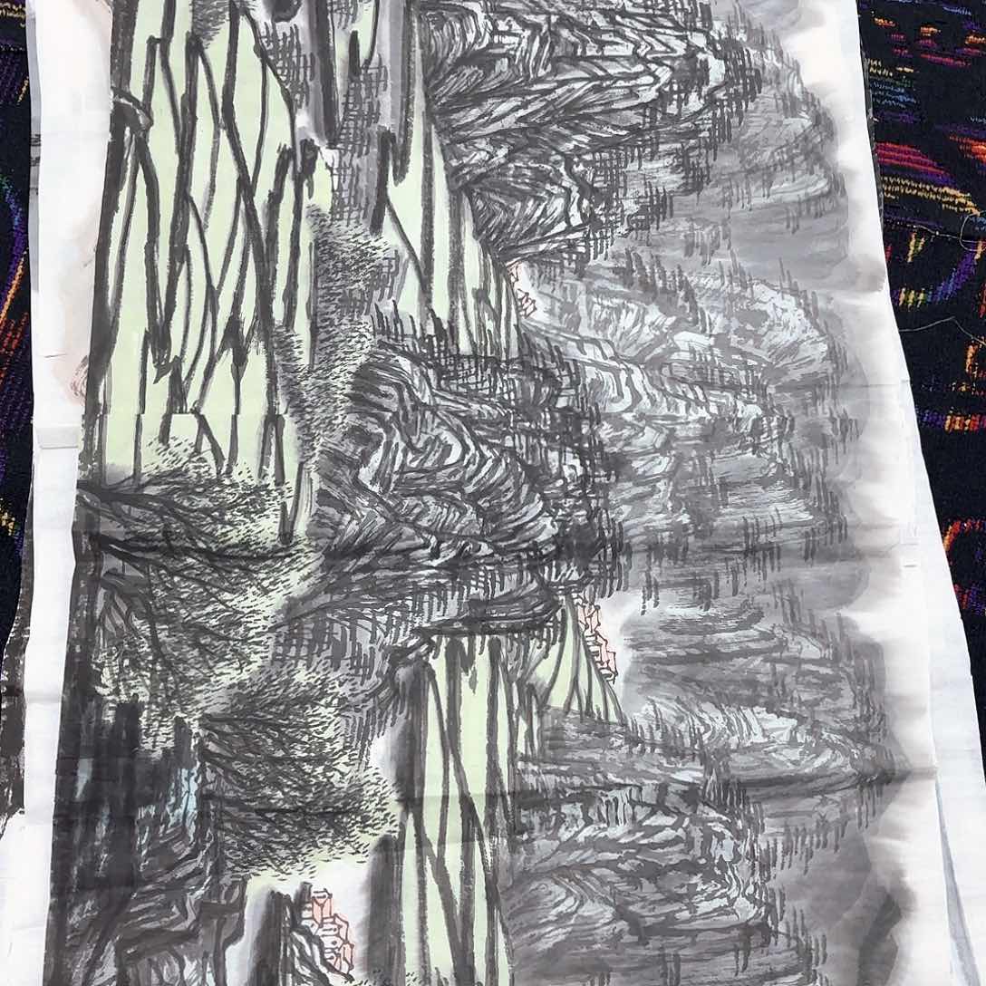 国画甄茂磊四尺山水朱