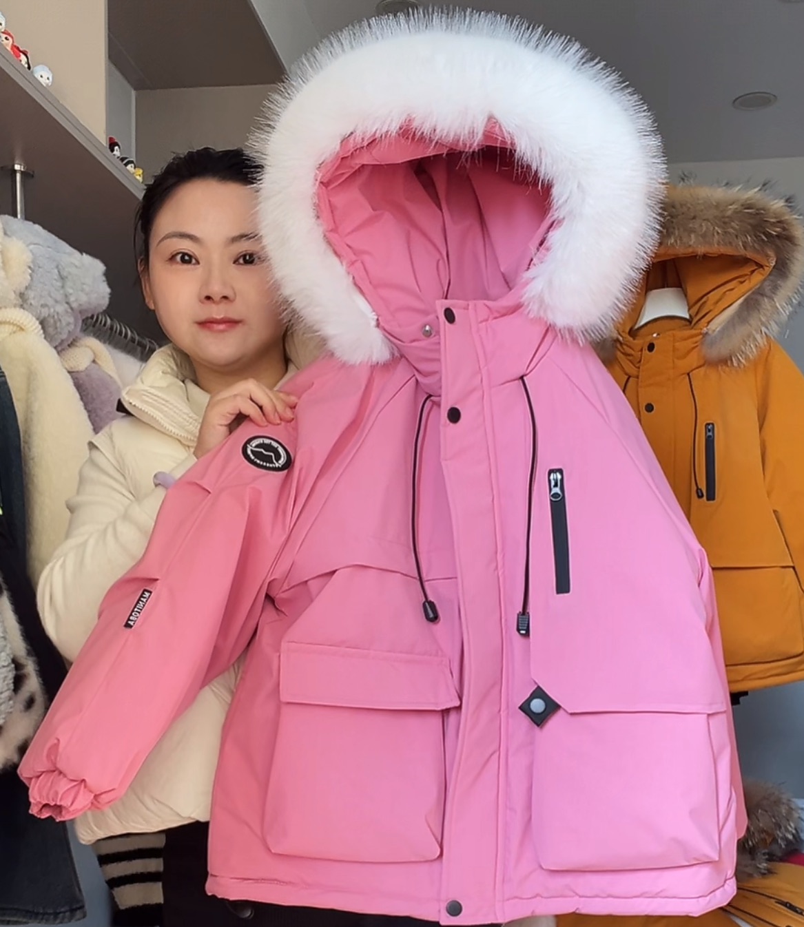 888（加绒加厚）童装2025冬季新款粉色、毛领外套洋气中大童