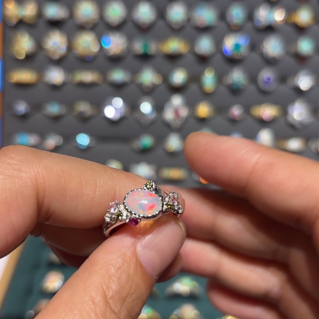 欧泊银S925镶嵌戒指戒指