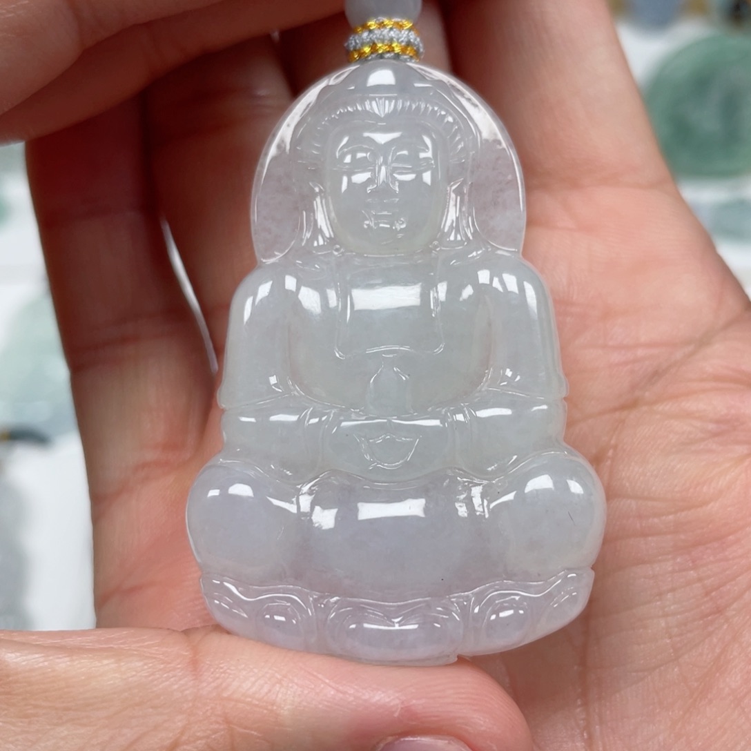 翡翠颈饰未镶嵌天然翡翠A货观音108号