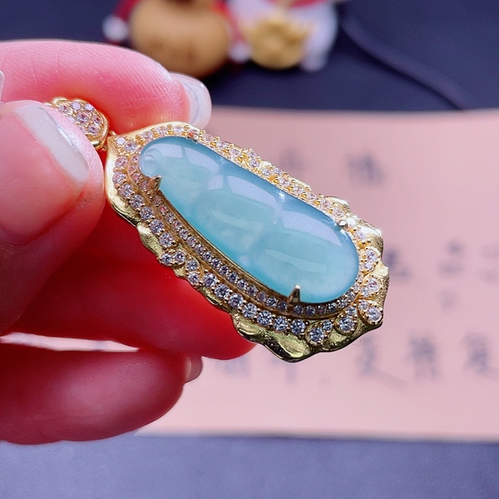 翡翠吊坠(不含链)银S925镶嵌