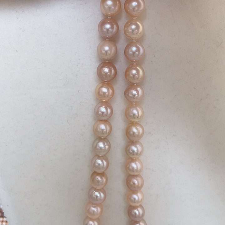 淡水珍珠项链银S925镶嵌10-11.6mm近圆微瑕金橘色串珠45厘米