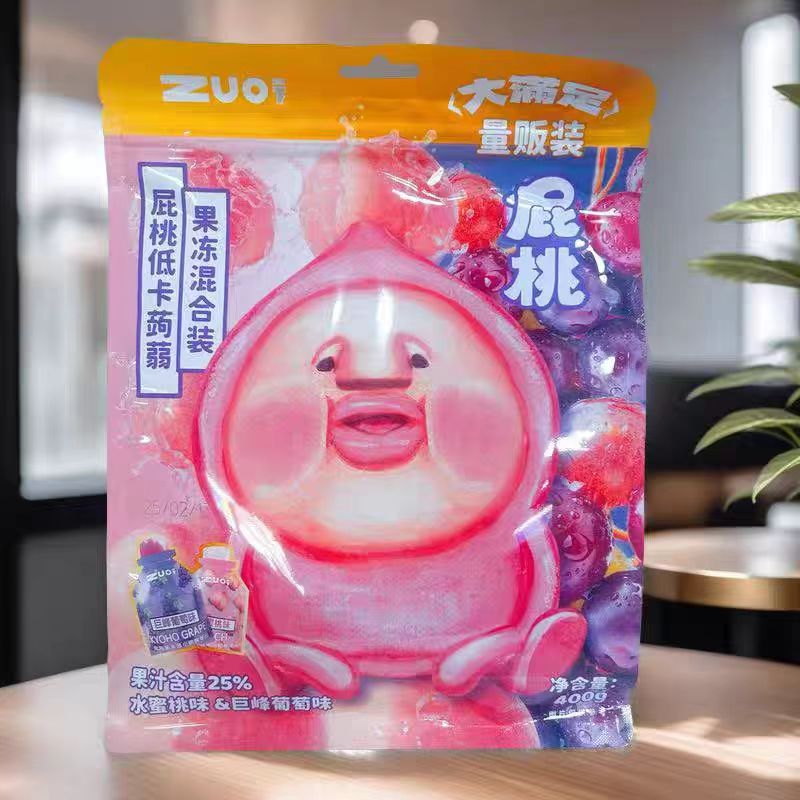 KOBITOS屁桃低卡蒟蒻果冻混合装400g   水蜜桃&巨峰葡萄味