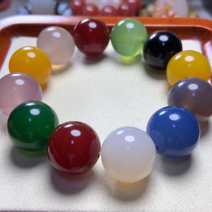 玛瑙/玉髓手串未镶嵌十色多宝