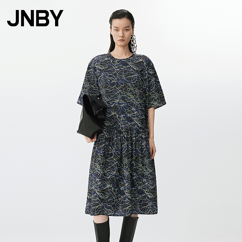 【商场同款新品】JNBY/江南布衣25春连衣裙圆领A型短袖5P3G15170
