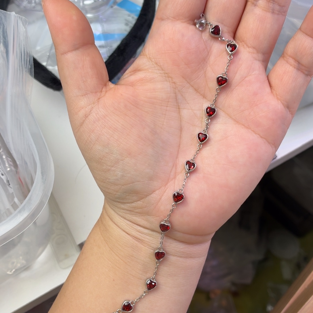 戒指石榴石银S925镶嵌基地质检