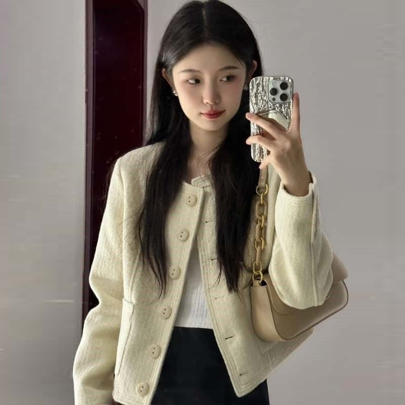 【现货+运费险】白色小香风外套女新款法式名媛气质高级感ZF8040