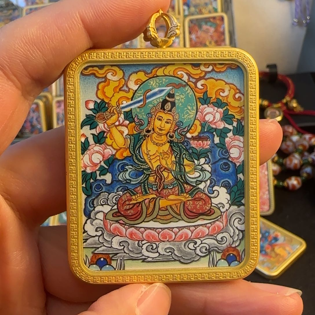 吊坠文殊热贡唐卡