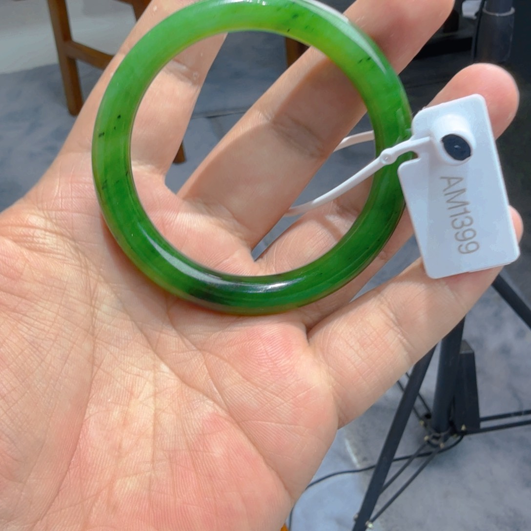 和田玉（碧玉）手镯未镶嵌圆****u54