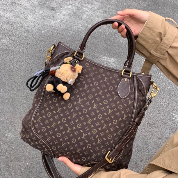 95新 LouisVuitton/路易威登 LV 棕丹宁tote单肩斜挎包