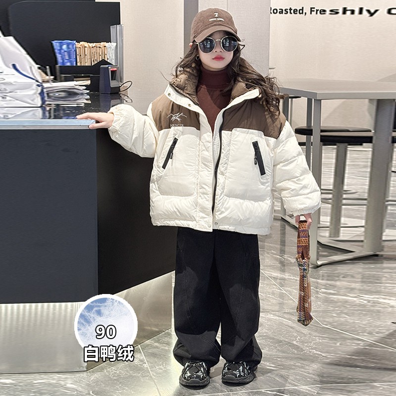 巴拉开门红女童羽绒服2026新款女大童90白鸭绒冬季连帽儿童冬装加