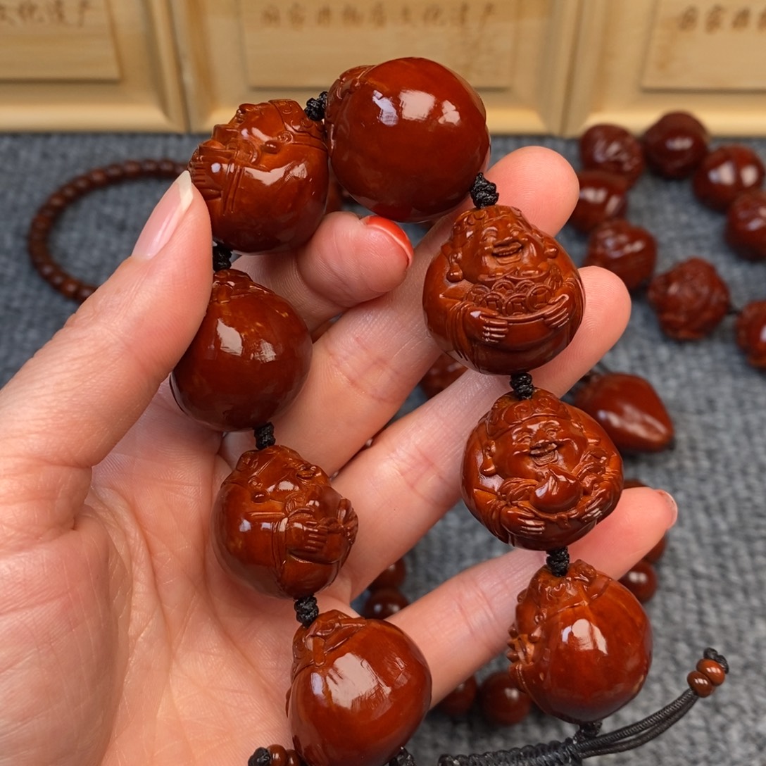 橄榄核手串/手链光背财神