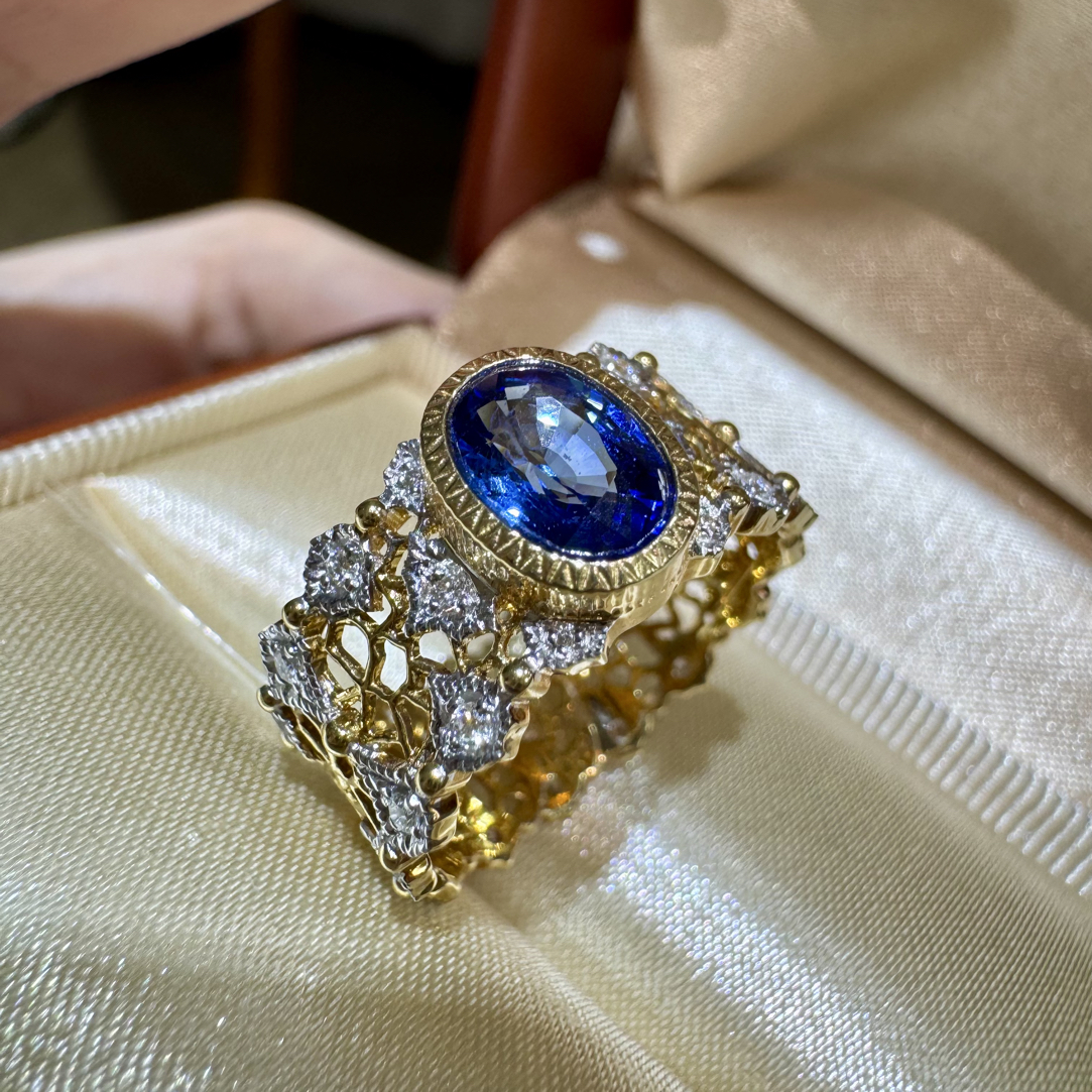 蓝宝石1.17ct复古布布戒指 优雅贵气老钱款 总重4.92g