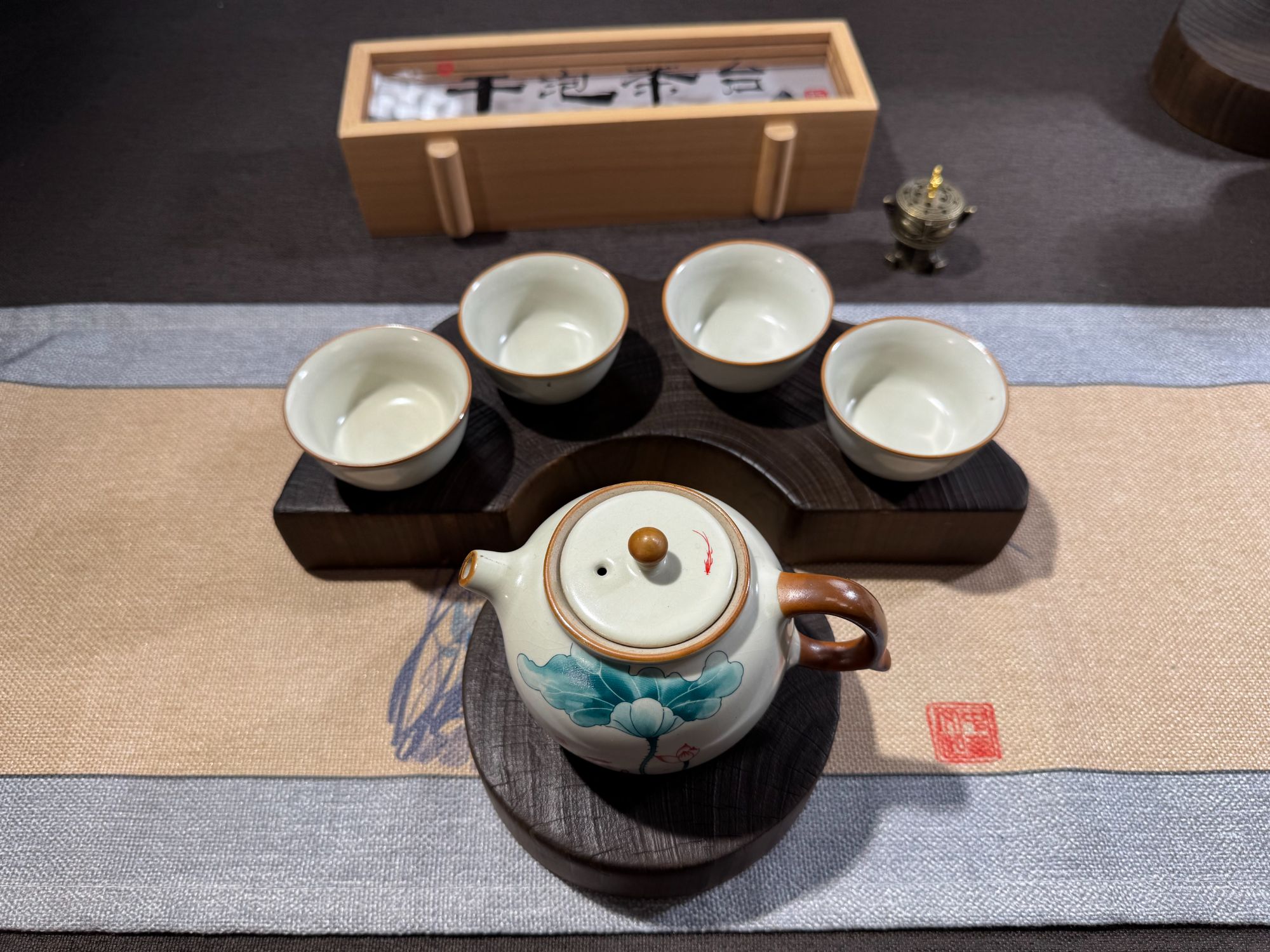 【杯盏】银杏碳化原木实木年轮干泡茶盘侘寂风高质感摆放茶具