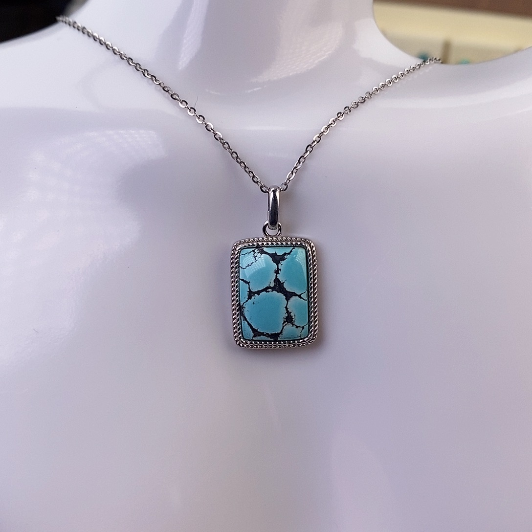 绿松石颈饰银S925镶嵌