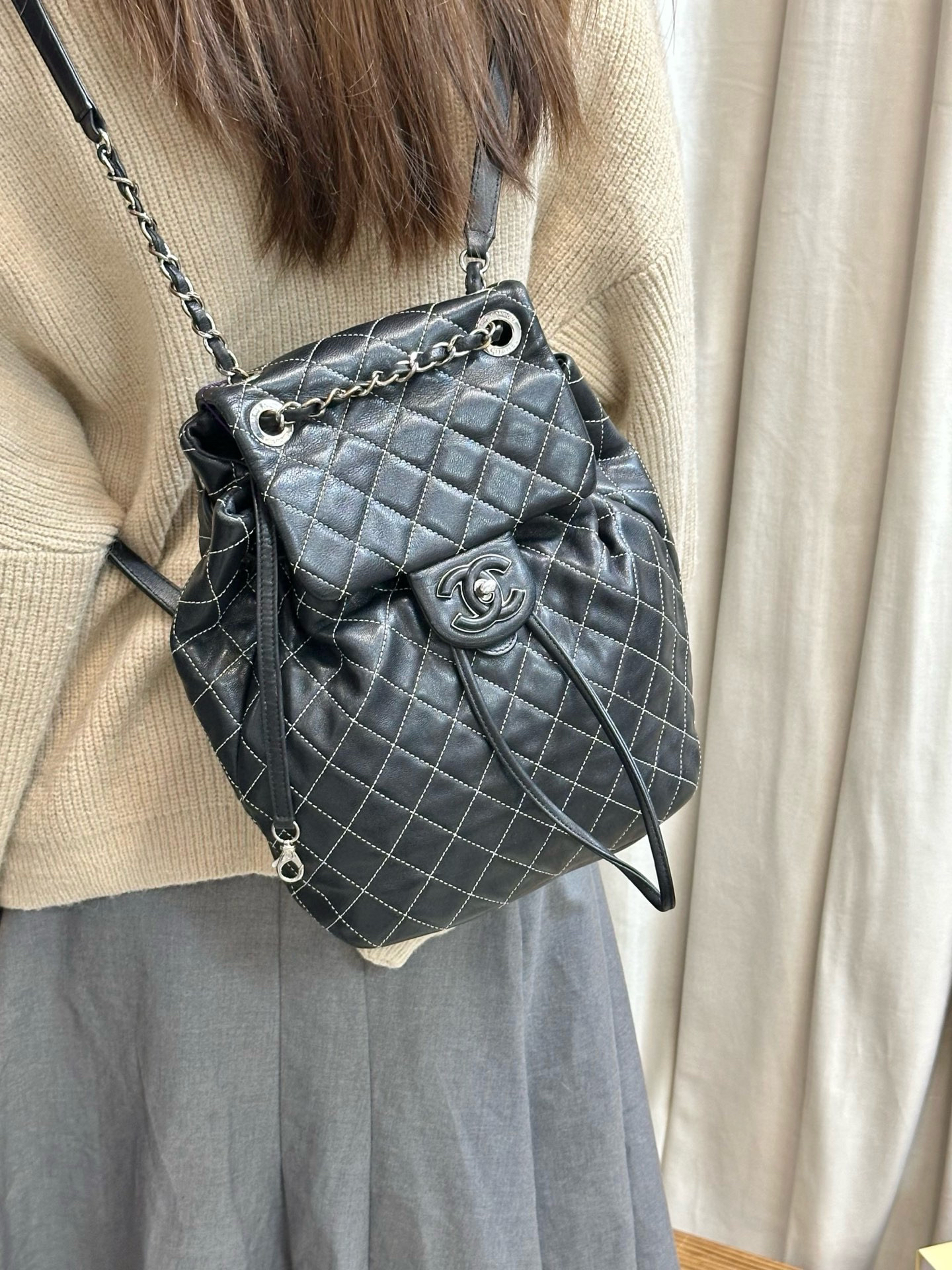 95新 Chanel/香奈儿 chanel外缝线双肩包
