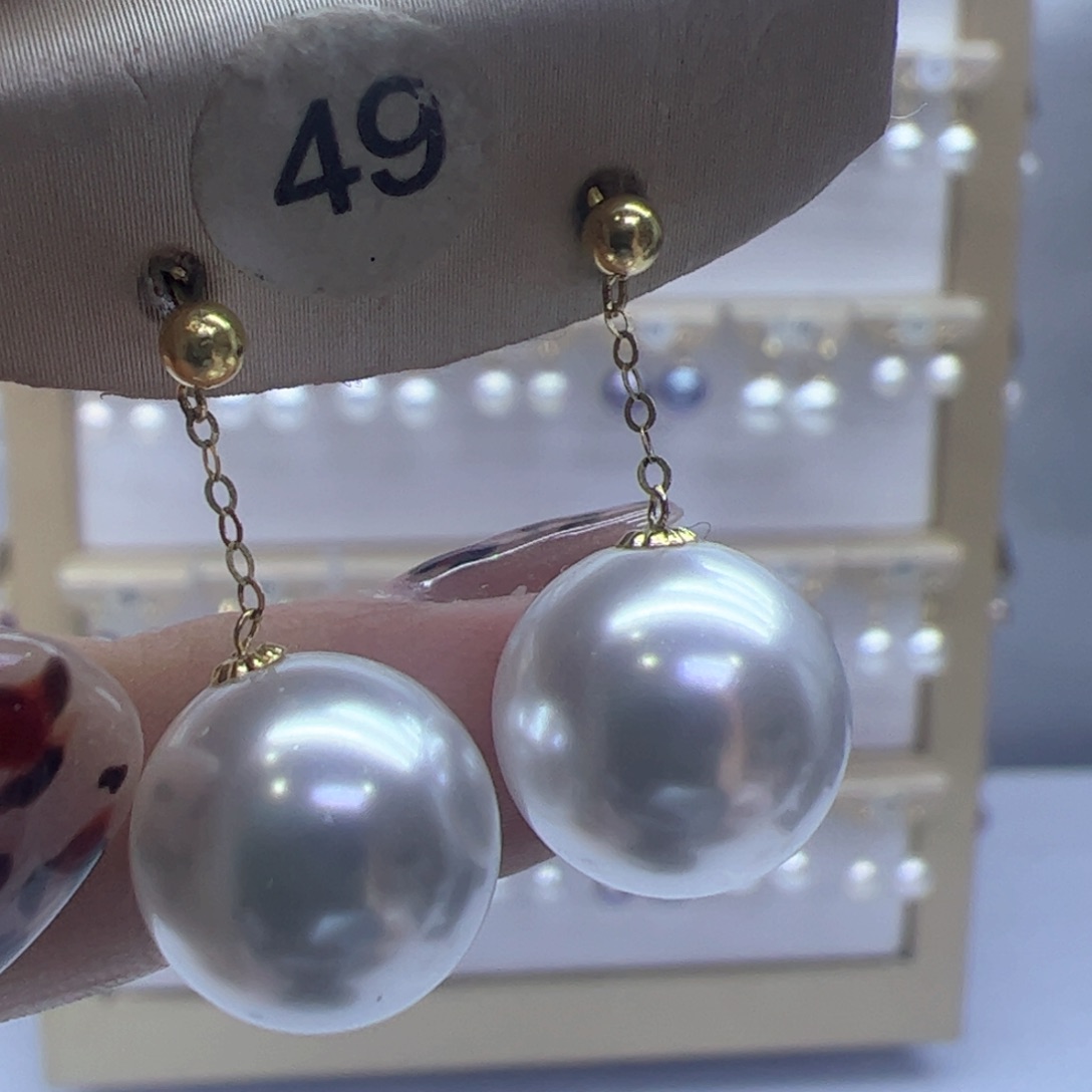淡水珍珠耳饰18K金镶嵌