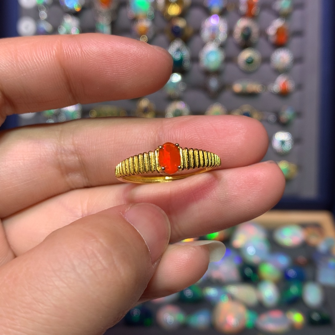 欧泊戒指款式银S925镶嵌