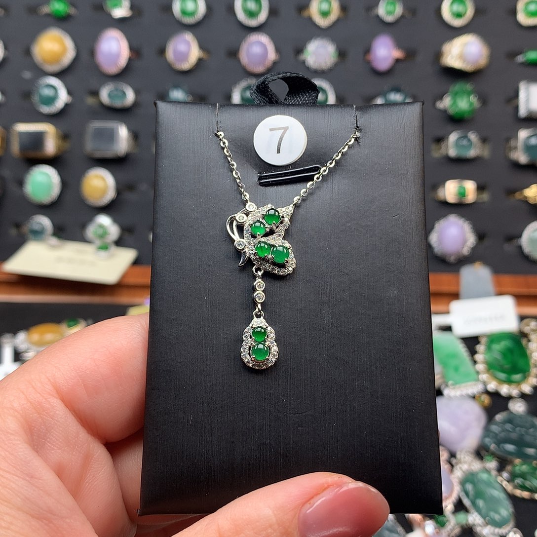 翡翠颈饰银S925镶嵌?***?项链925