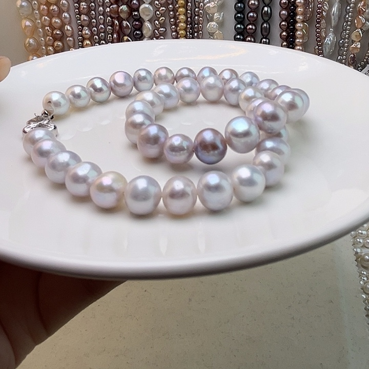 颈饰淡水珍珠未镶嵌蓝灰珠10-1点位