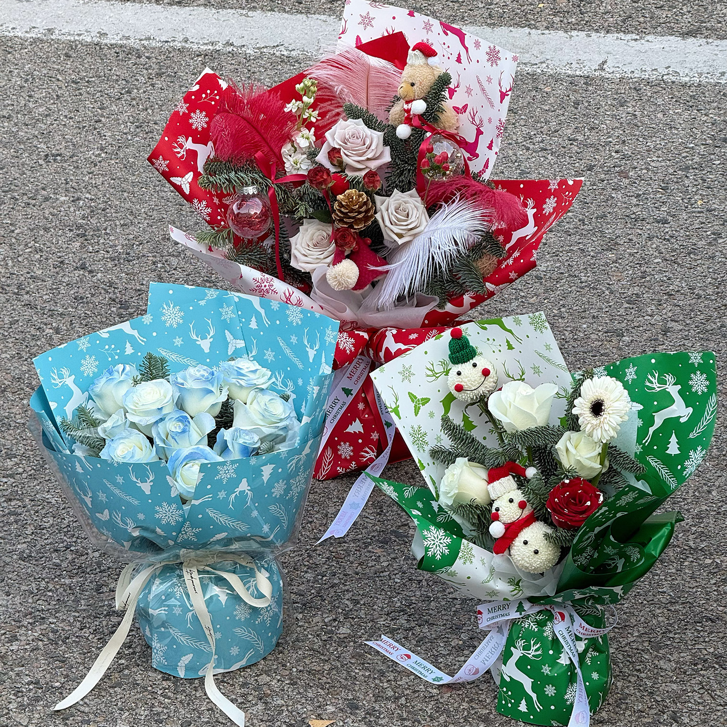 【喜花艺】圣诞包装纸-羽茵纸麋鹿颂歌花束diy花艺鲜花包装资材