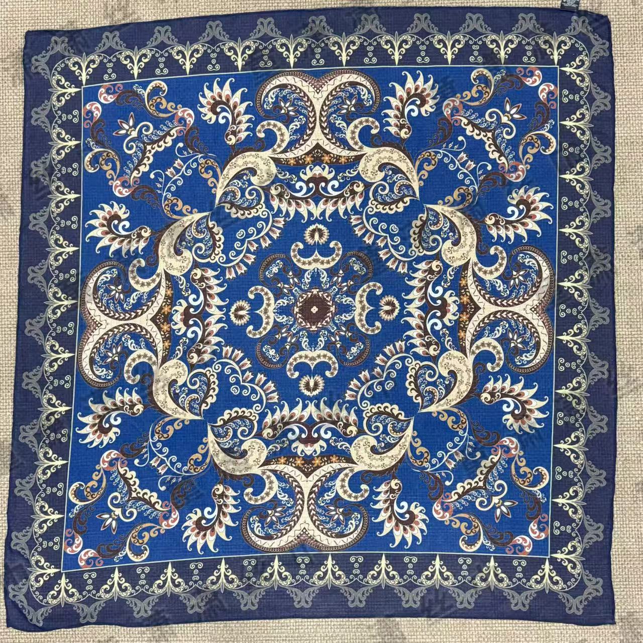 （夏尔加蓝）绫绡纱105*105左右方巾围巾