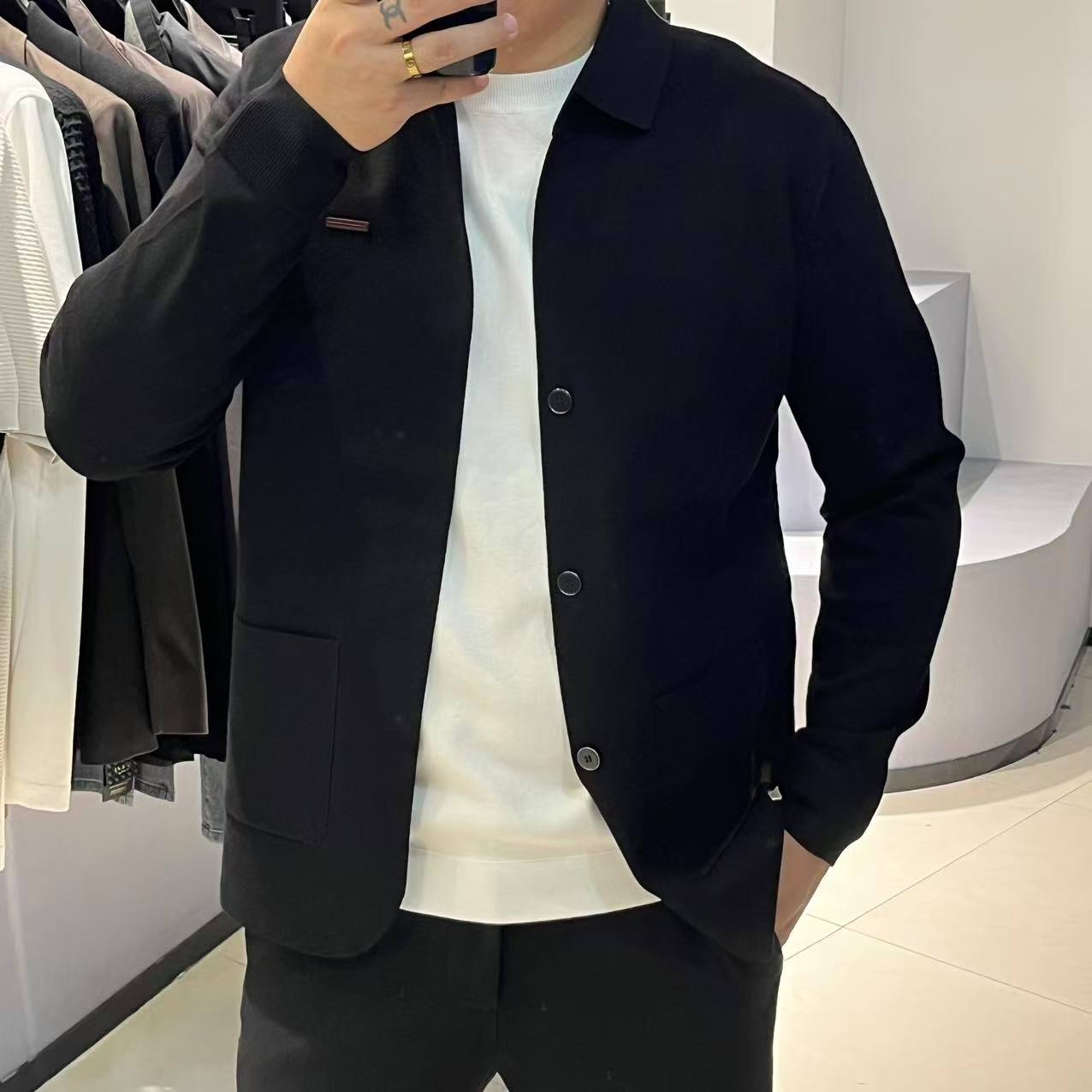 【秋季】男士时尚百搭针织开衫外套-1013