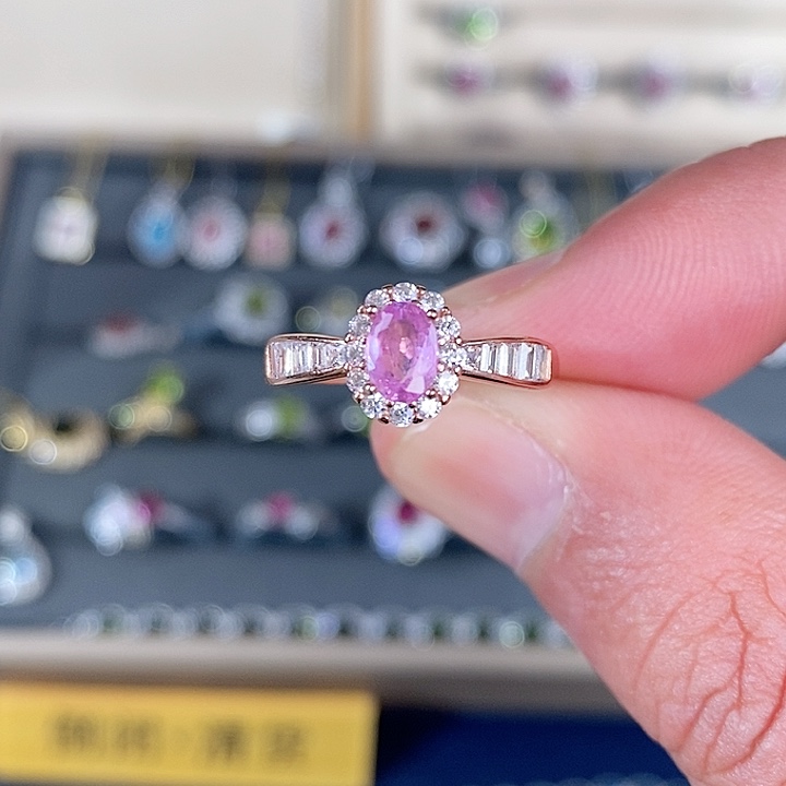 彩色蓝宝石戒指银S925镶嵌