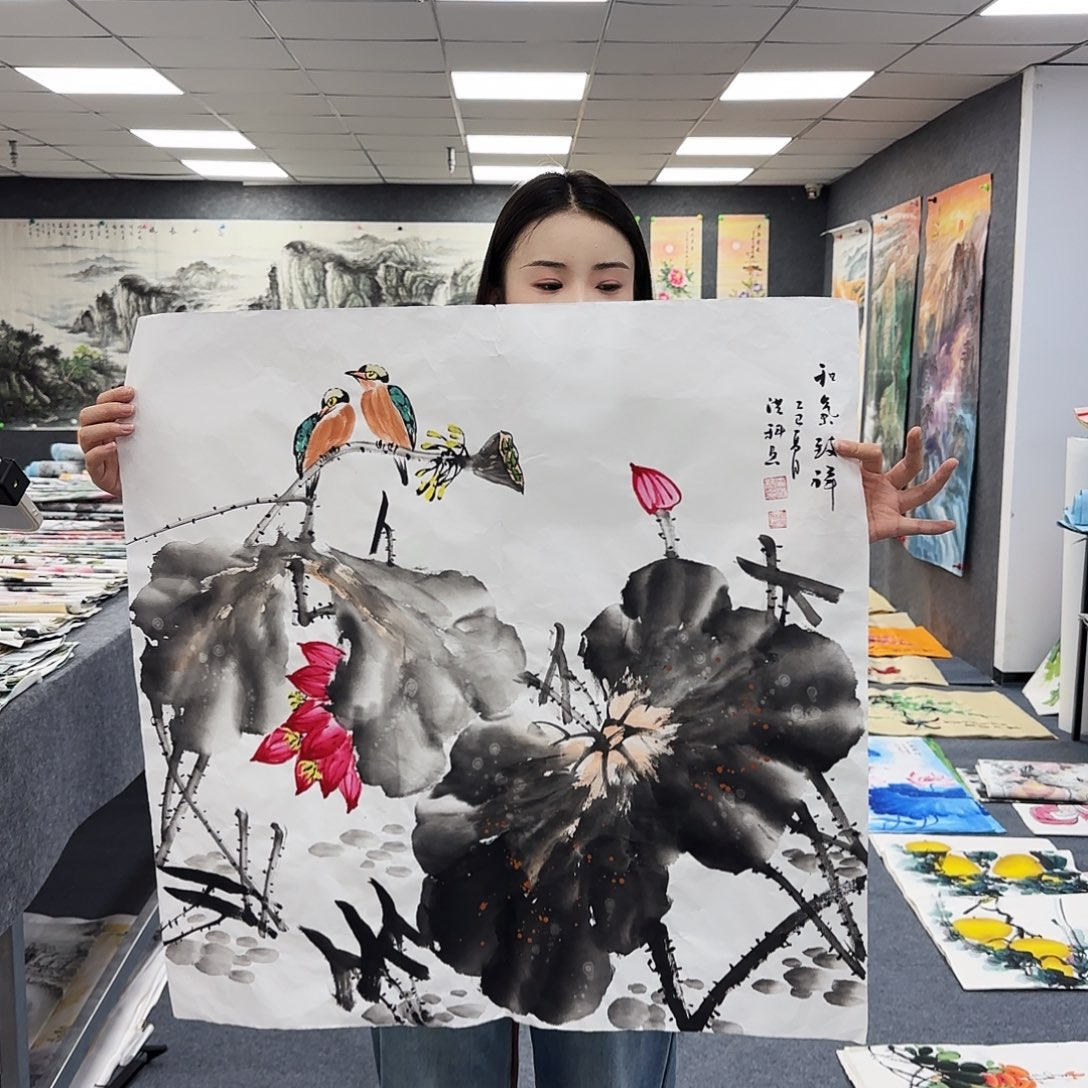 国画作品小姐姐放漏中