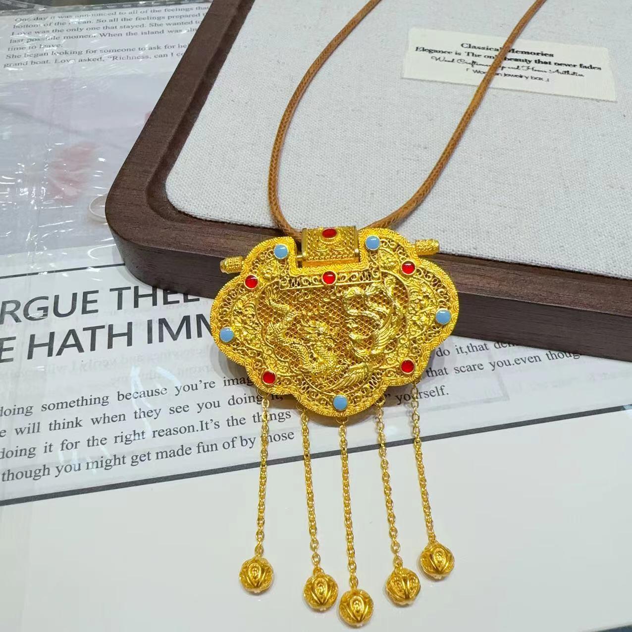 吊坠足银 swan zeal 天子门生锁龙凤呈祥锁