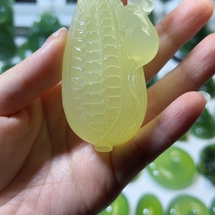 蛇纹石玉手把件未镶嵌平**乐