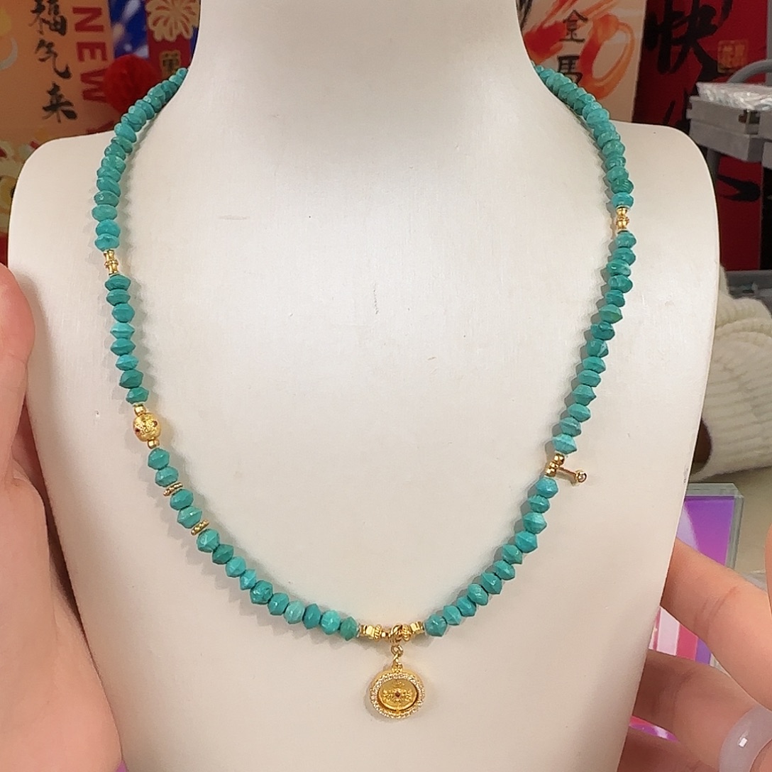 绿松石银S925镀金镶嵌珠宝奇石