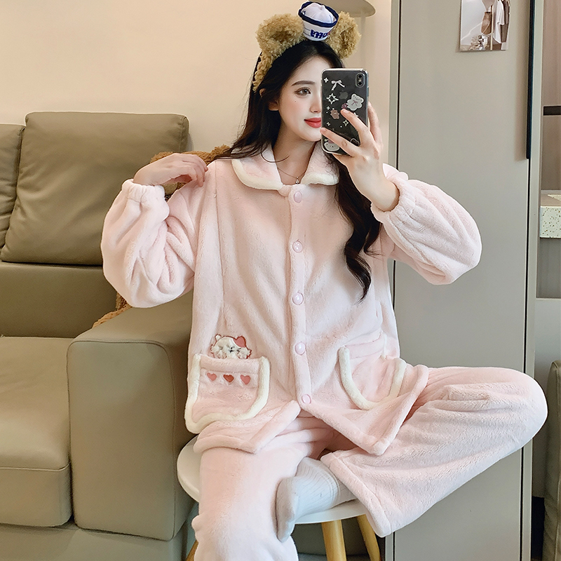 加绒加厚款月子服产后秋冬季保暖产妇孕妇睡衣女哺乳装怀孕期冬天