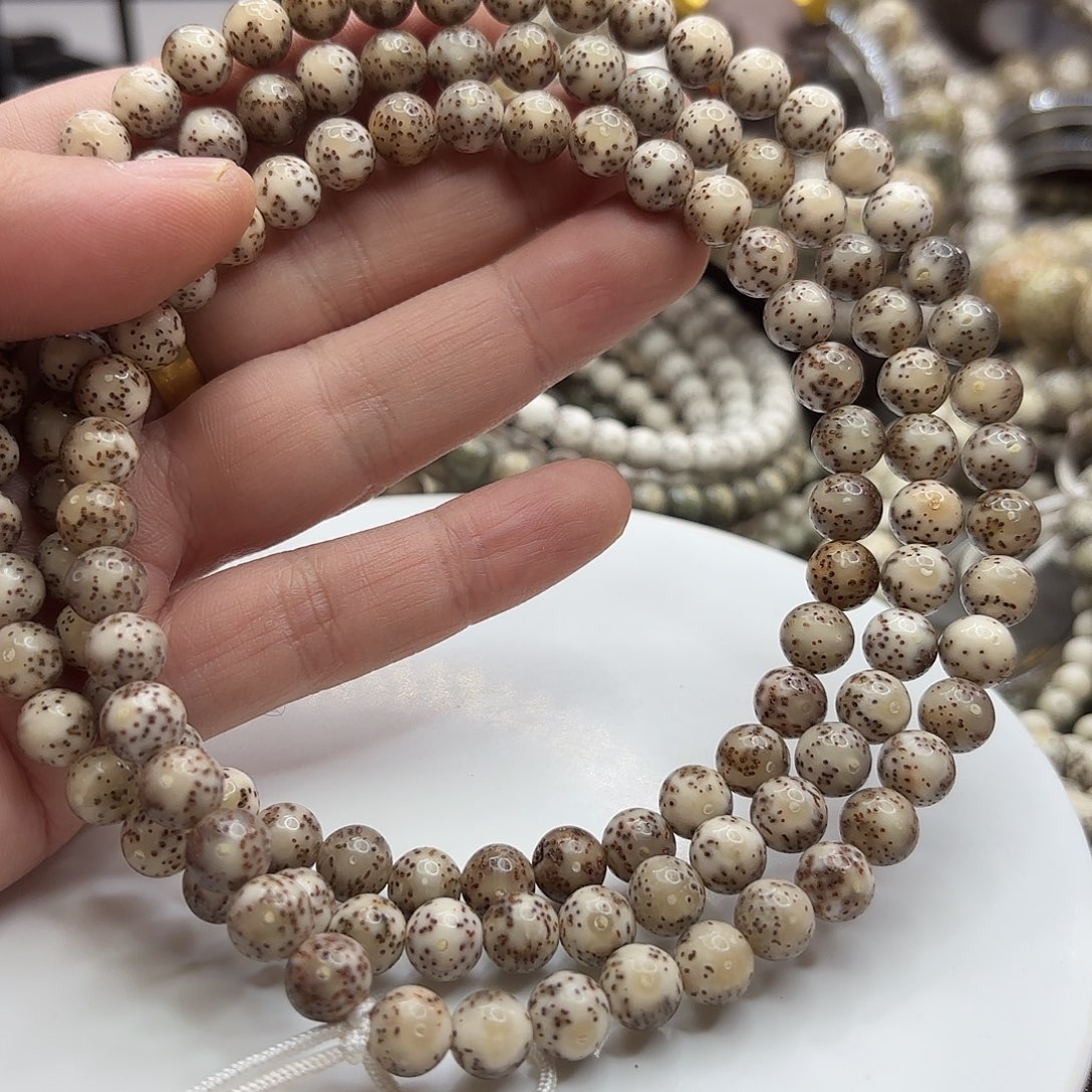 星月菩提手串8龙蛋粉冰果冻大留白