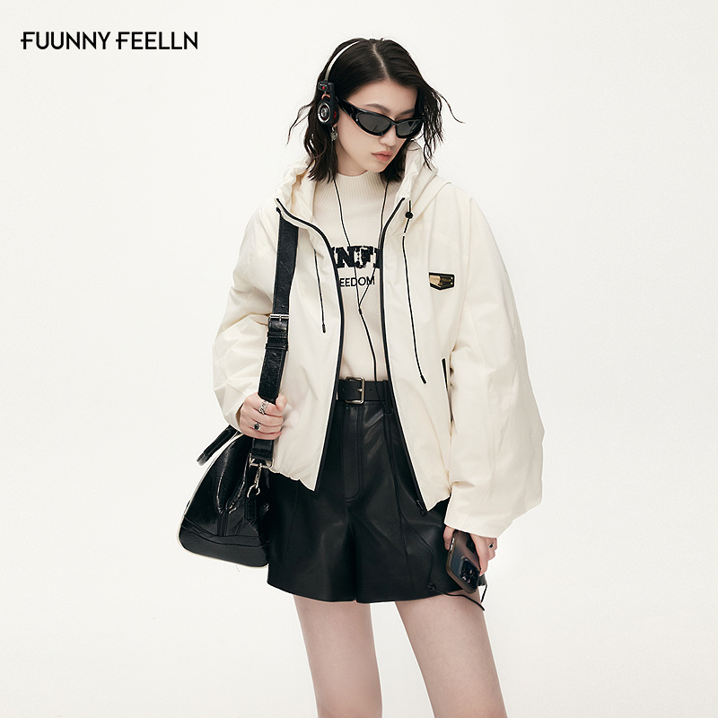 FF仿佛羽绒服女2025冬季新款小个子短款加厚保暖外套连帽面包服