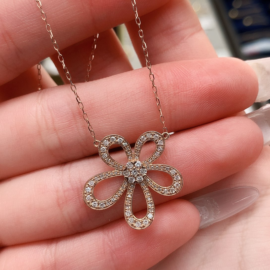 钻石项链18K金镶嵌18k钻石项链