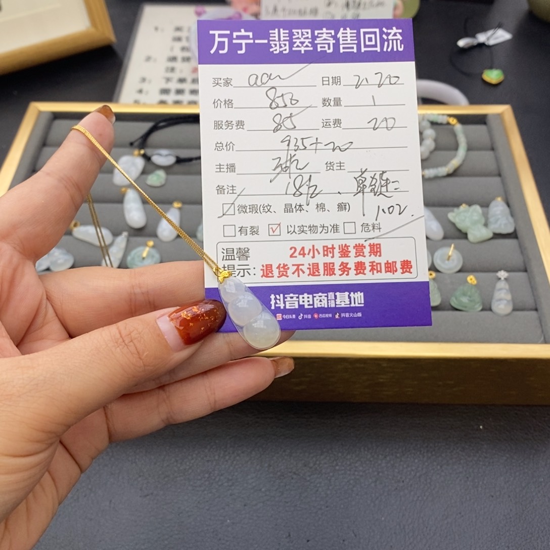 翡翠颈饰18K金镶嵌a*a翡翠