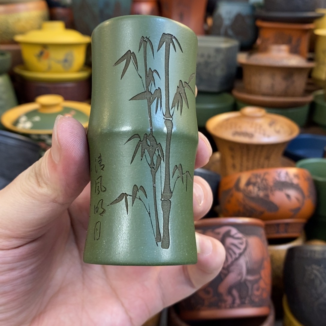 紫砂杯子宜兴全手工紫砂杯