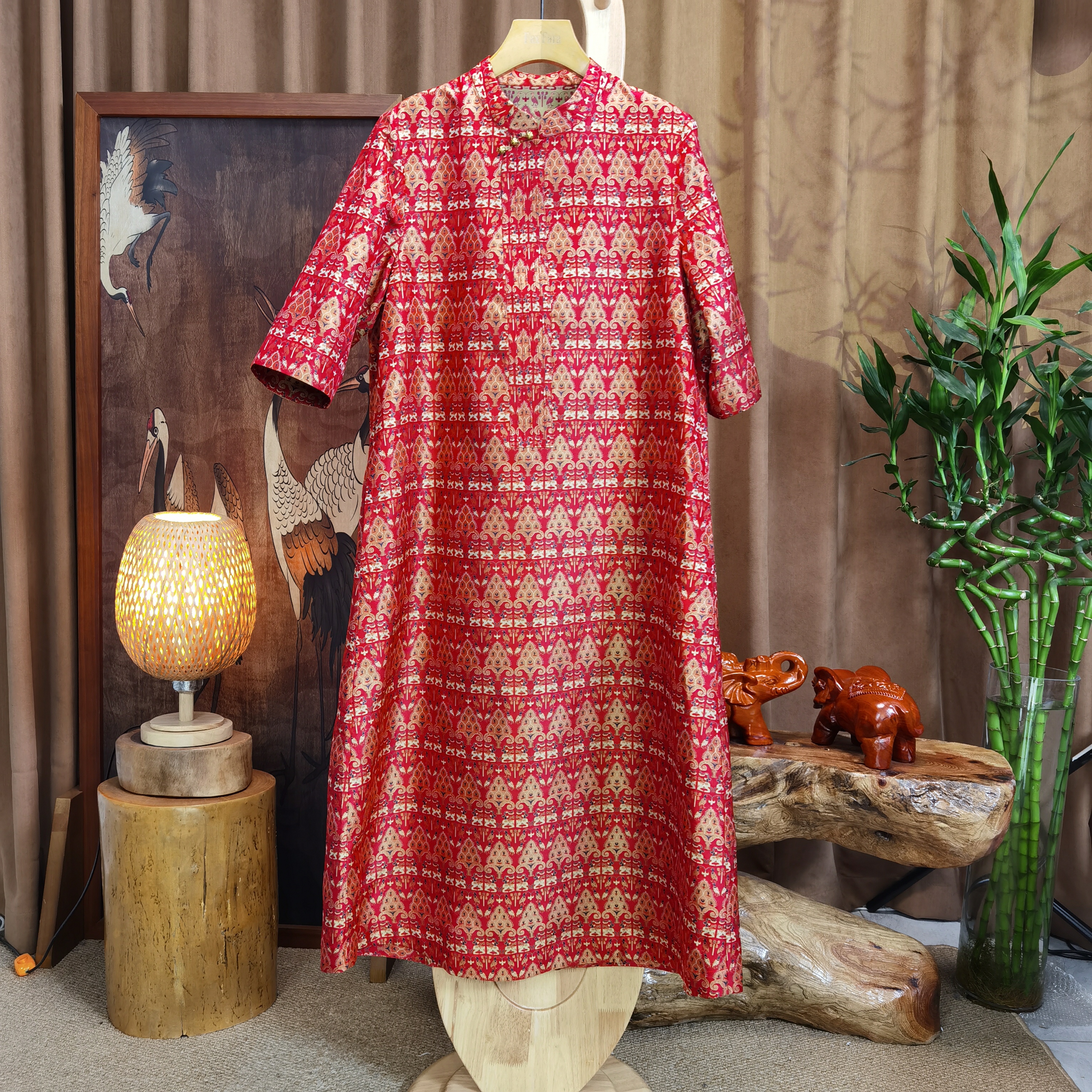 富美国风蜀锦连衣裙F5513火树银花