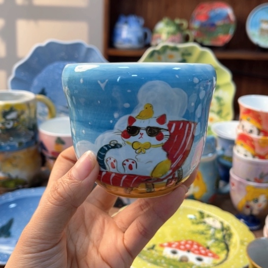 杯景德镇釉下手绘陶瓷 