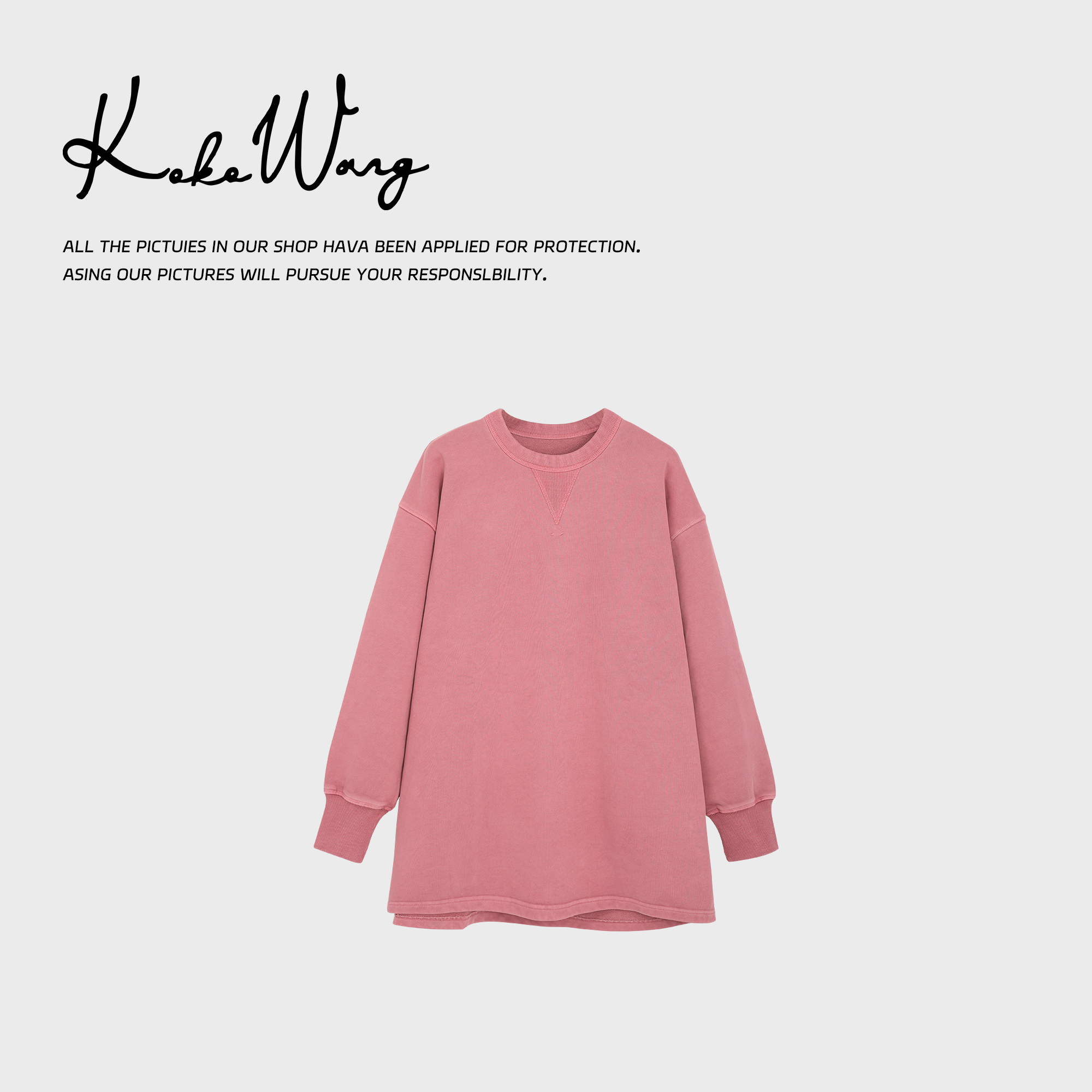 KOKO WANG春夏新款重磅570克休闲显瘦百搭套头卫衣545064L10T02