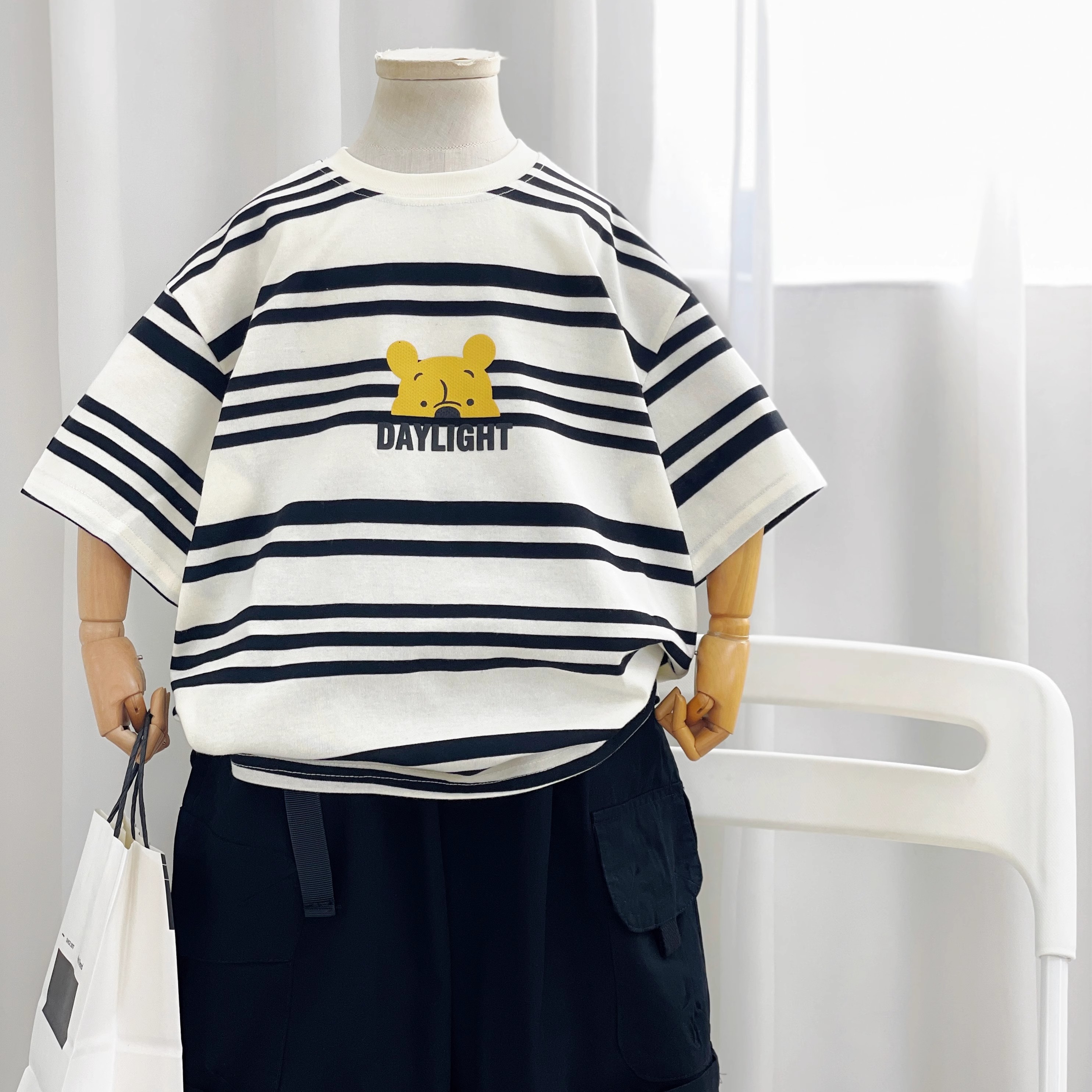 DEYAO/得遥男童2025新款夏装纯棉短袖中小童潮牌T恤上衣男孩童装